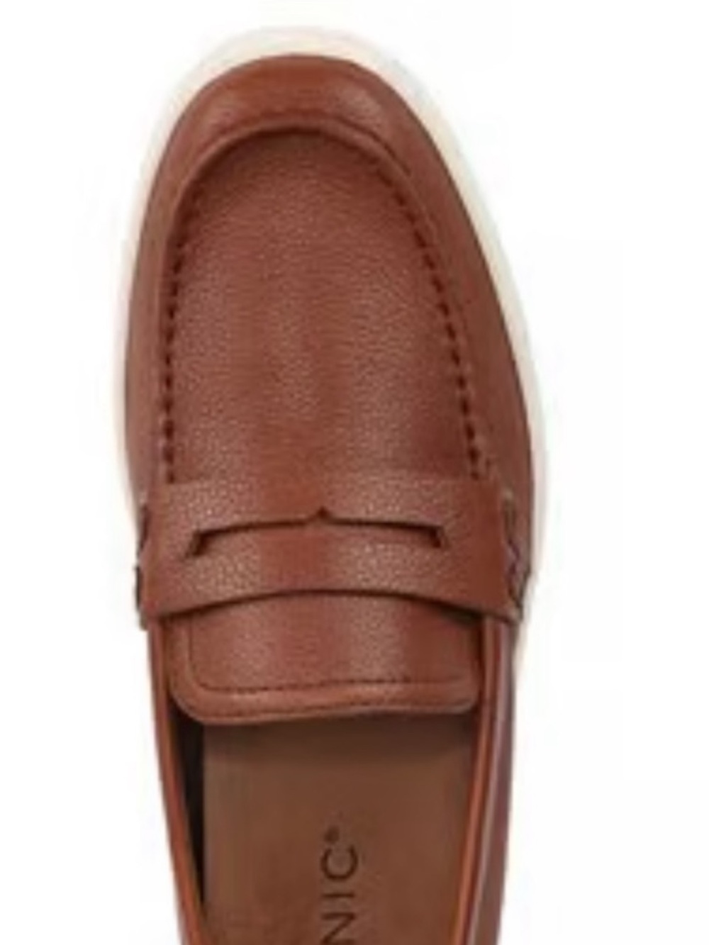NWOT-Vionic Brown Leather Penny Slip-On Loafers with Cream Sole